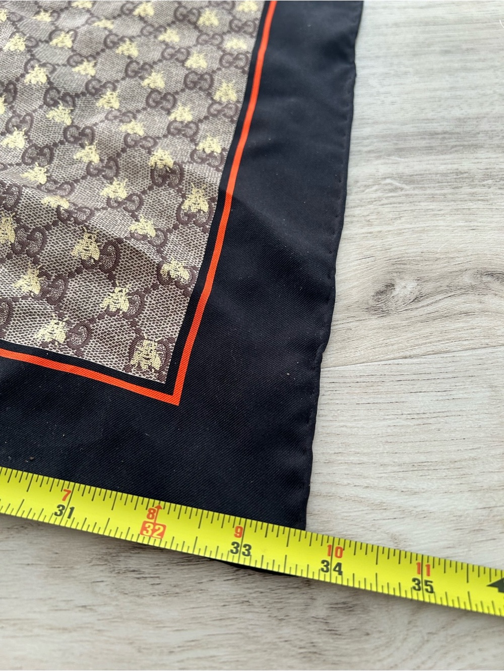Gucci Monogram Silk Scarf in Brown and Black - Picture 4 of 4